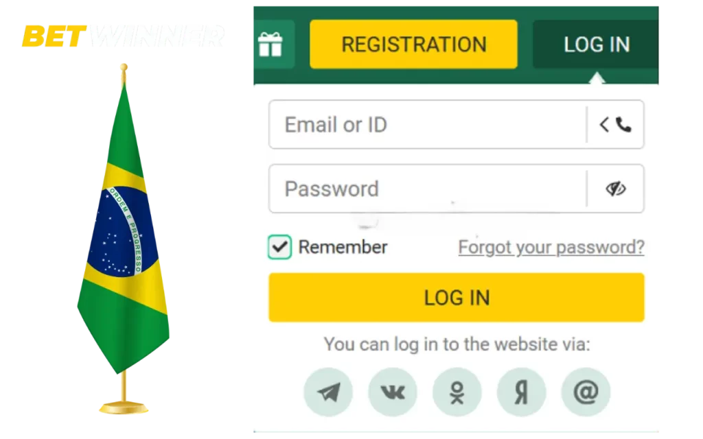 Login de mídia social Betwinner